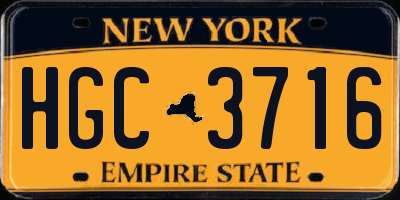 NY license plate HGC3716