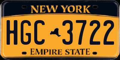 NY license plate HGC3722