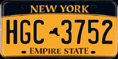 NY license plate HGC3752