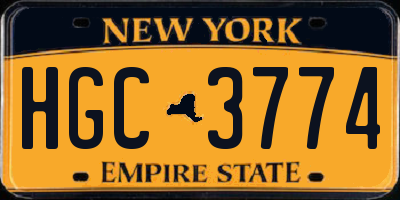 NY license plate HGC3774