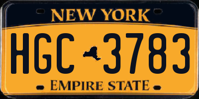 NY license plate HGC3783