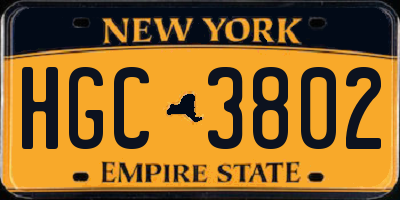 NY license plate HGC3802