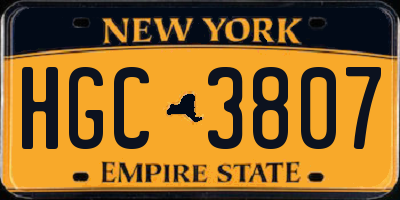 NY license plate HGC3807