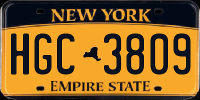 NY license plate HGC3809