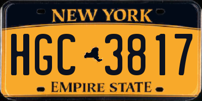 NY license plate HGC3817