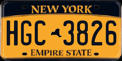 NY license plate HGC3826