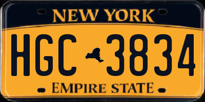 NY license plate HGC3834