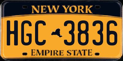 NY license plate HGC3836
