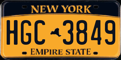 NY license plate HGC3849