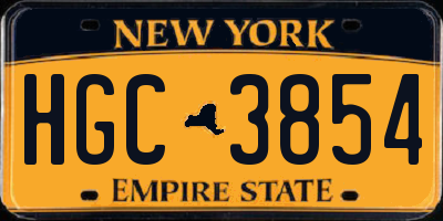 NY license plate HGC3854