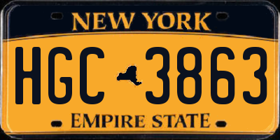 NY license plate HGC3863