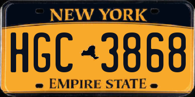 NY license plate HGC3868