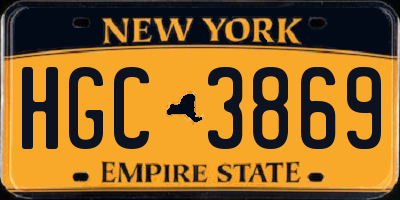 NY license plate HGC3869