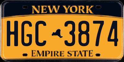 NY license plate HGC3874