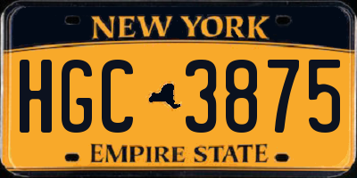 NY license plate HGC3875