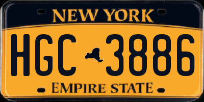 NY license plate HGC3886
