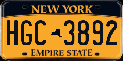 NY license plate HGC3892