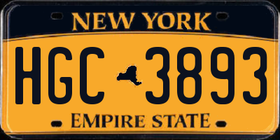 NY license plate HGC3893