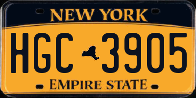 NY license plate HGC3905