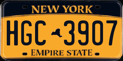 NY license plate HGC3907