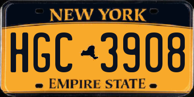 NY license plate HGC3908