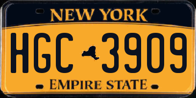 NY license plate HGC3909
