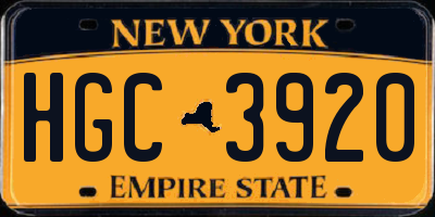 NY license plate HGC3920