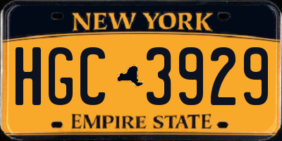 NY license plate HGC3929