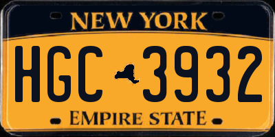 NY license plate HGC3932