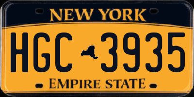 NY license plate HGC3935