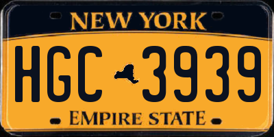 NY license plate HGC3939