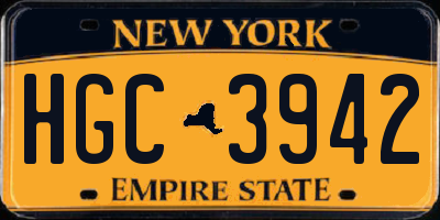NY license plate HGC3942