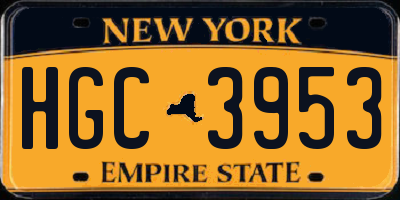 NY license plate HGC3953