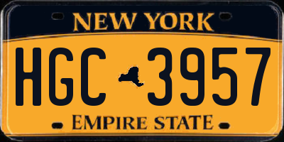 NY license plate HGC3957