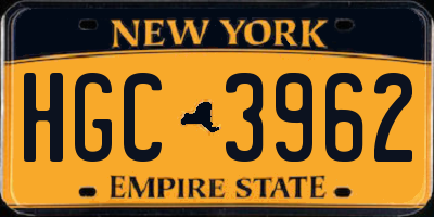 NY license plate HGC3962