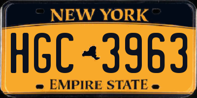 NY license plate HGC3963