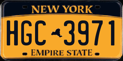 NY license plate HGC3971