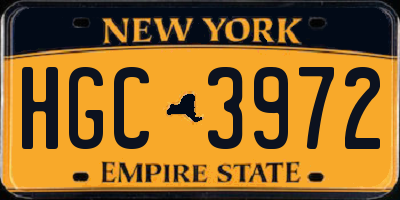 NY license plate HGC3972