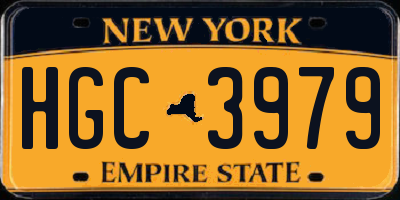 NY license plate HGC3979