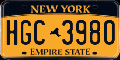 NY license plate HGC3980