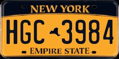 NY license plate HGC3984