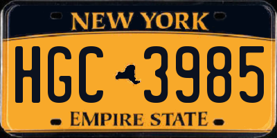 NY license plate HGC3985