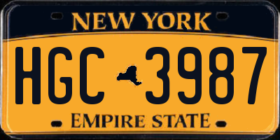 NY license plate HGC3987
