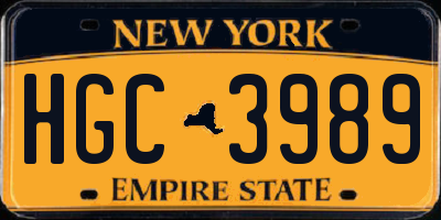 NY license plate HGC3989