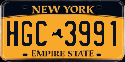 NY license plate HGC3991