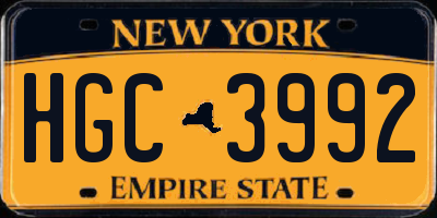 NY license plate HGC3992