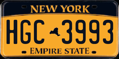 NY license plate HGC3993