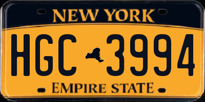 NY license plate HGC3994