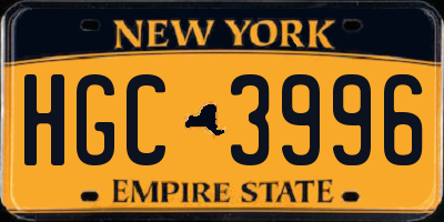 NY license plate HGC3996