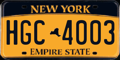 NY license plate HGC4003